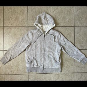 Women’s Large Heathered Beige Sherpa Lined Hoodie